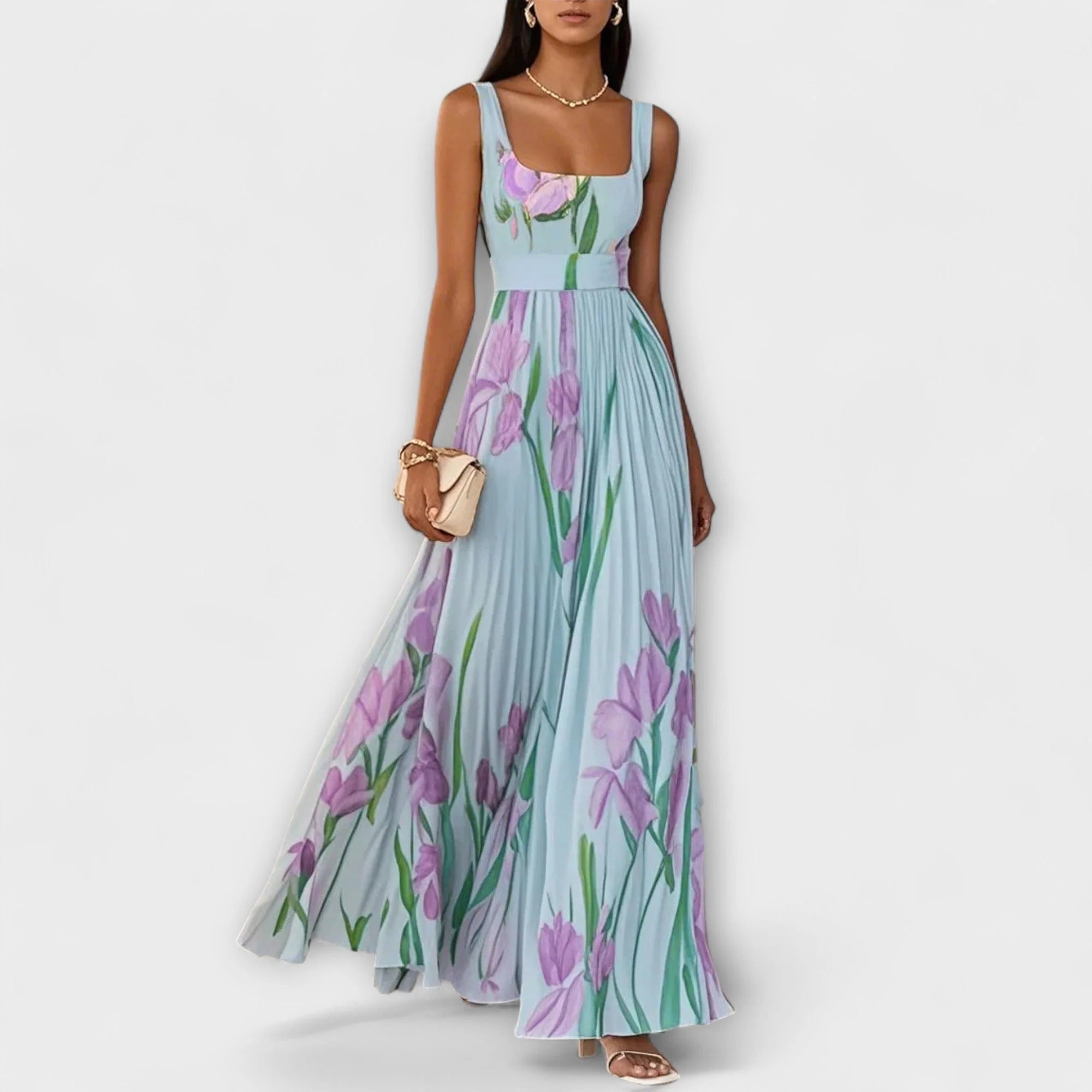 Women's Floral Pleated Maxi Dress