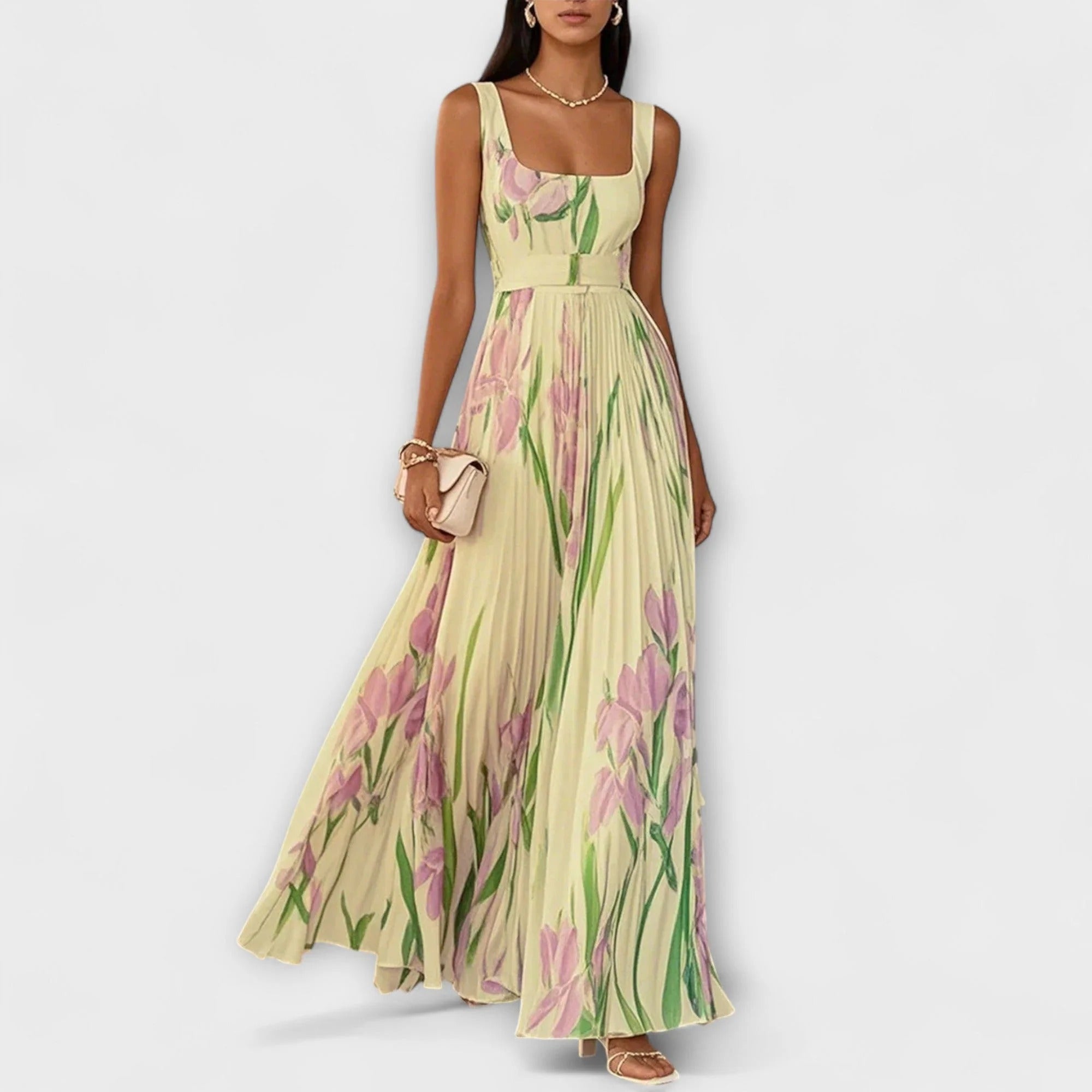 Women's Floral Pleated Maxi Dress