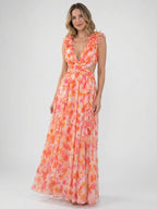 Womens Floral Sleeveless Maxi Summer Dress with Cut-Out Back