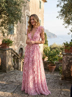Womens Floral Sleeveless Maxi Summer Dress with Cut-Out Back