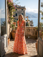 Womens Floral Sleeveless Maxi Summer Dress with Cut-Out Back