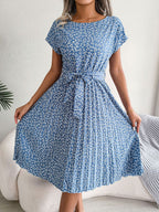 Women’s Floral Print Tie-Waist Midi Dress