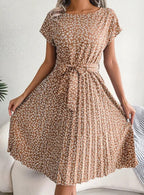 Women’s Floral Print Tie-Waist Midi Dress