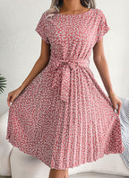 Women’s Floral Print Tie-Waist Midi Dress