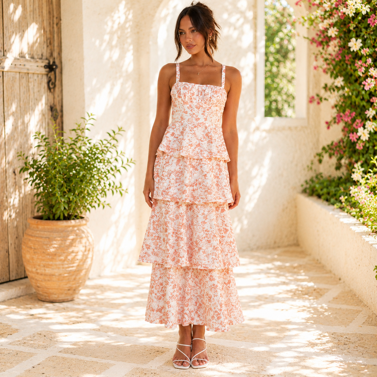 Women’s Floral Print Tiered Maxi Dress
