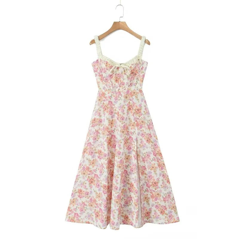 Women's Floral Tie-Front Midi Dress