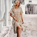 Women’s Floral Print V-Neck Midi Dress