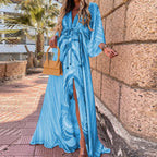 Women’s Graphic Print V-Neck Maxi Dress