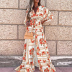 Women’s Graphic Print V-Neck Maxi Dress