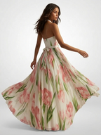 Women's Halter Maxi Dress with Floral Print