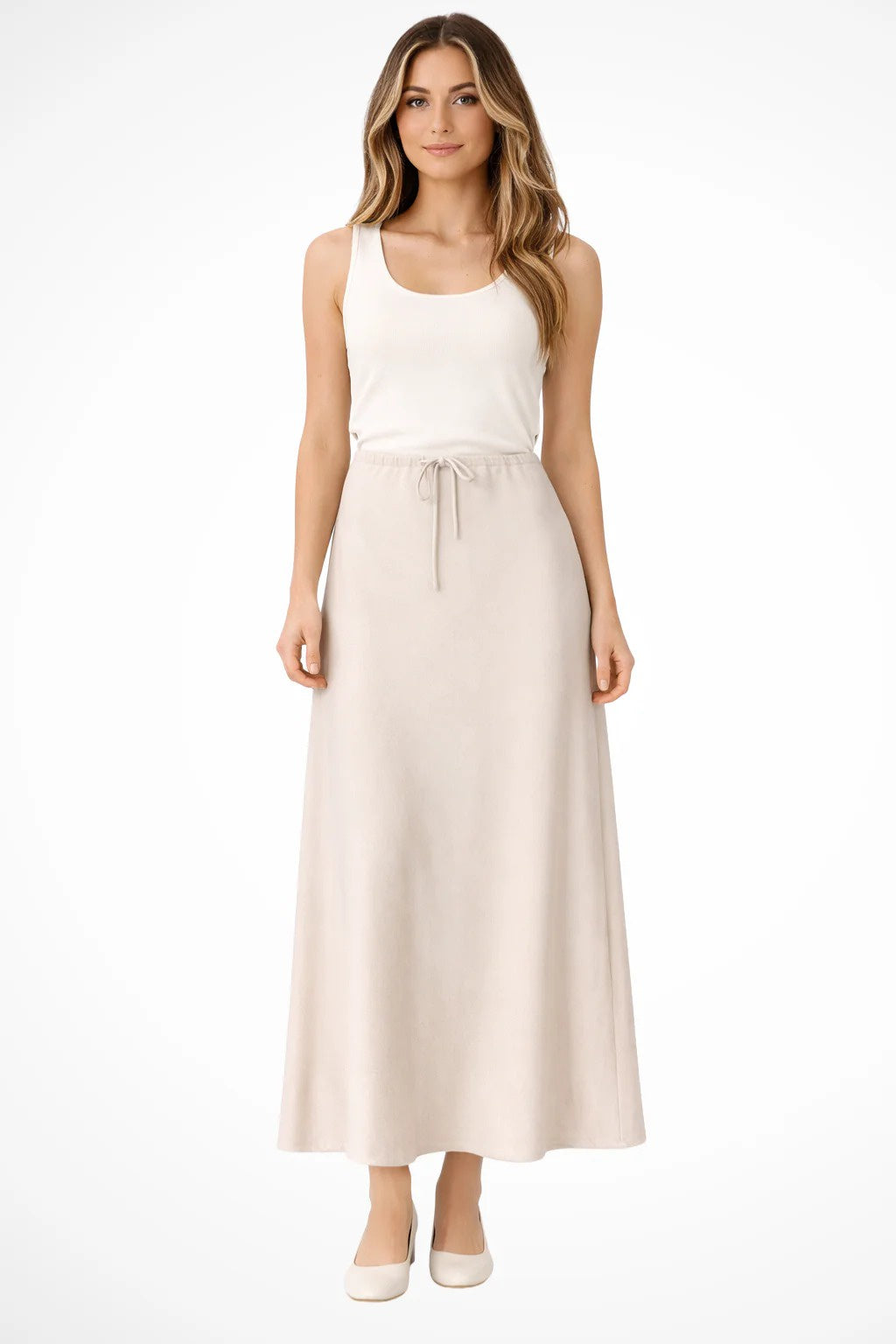 Women's High Waist Maxi Skirt with Drawstring