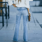 Women’s High Waisted Flared Pants with Frayed Hem
