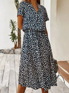 Women's Leopard Print Button-Front Midi Dress