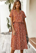 Women's Leopard Print Button-Front Midi Dress