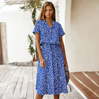 Women's Leopard Print Button-Front Midi Dress