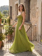 Womens Pleated Corset Maxi Dress Sleeveless Fitted Waist