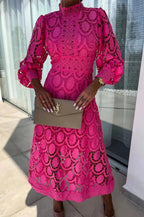 Women's Long Sleeve Lace Midi Dress