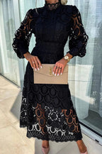 Women's Long Sleeve Lace Midi Dress