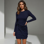 Women’s Long Sleeve Wrap Mini Dress with Side Tie