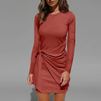 Women’s Long Sleeve Wrap Mini Dress with Side Tie