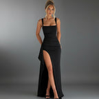 Women’s Square Neck Maxi Dress with Side Slit