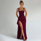 Women’s Square Neck Maxi Dress with Side Slit