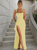 Women’s Square Neck Maxi Dress with Side Slit
