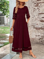 Women's Midi Dress with Sheer Panel Details