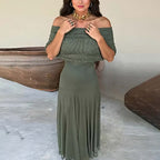 Women’s Off-Shoulder Fitted Maxi Dress