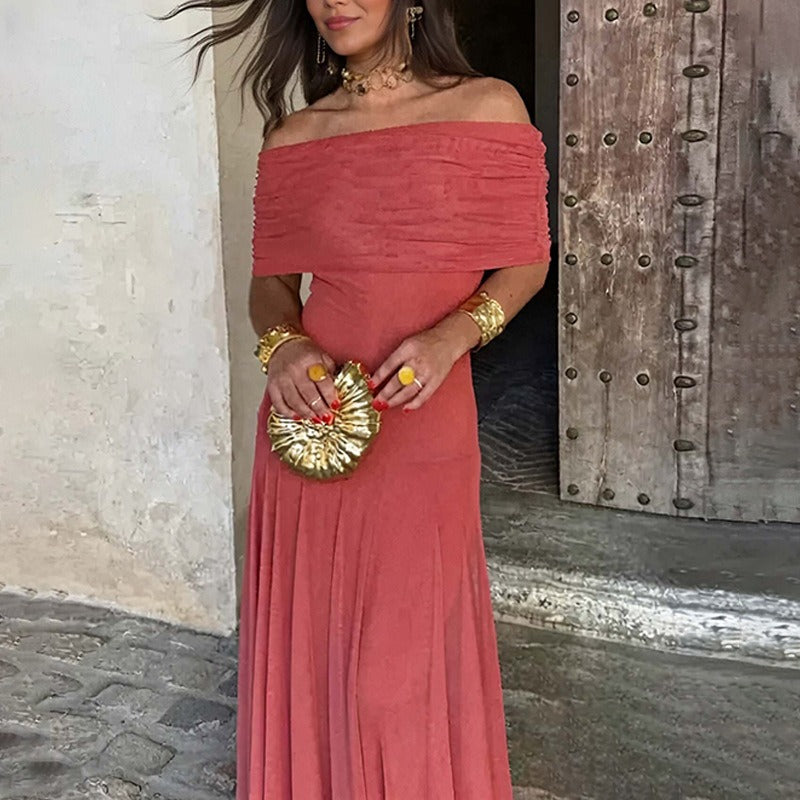 Women’s Off-Shoulder Fitted Maxi Dress