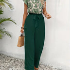 Women’s Paisley Blouse and Wide Leg Pants Set