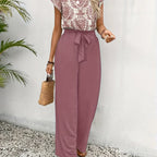 Women’s Paisley Blouse and Wide Leg Pants Set