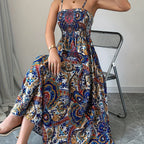 Women’s Paisley Slip Dress with Shirred Detail