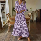 Printed Relaxed Fit V-Neck Maxi Dress