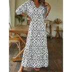 Printed Relaxed Fit V-Neck Maxi Dress