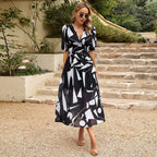 Women's Puff Sleeve Midi Dress with Square Neckline
