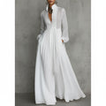Women’s Shirt Style Maxi Dress with Pleated Skirt