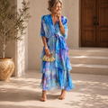Women’s Short Sleeve Layered Midi Dress