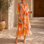 Women’s Short Sleeve Layered Midi Dress