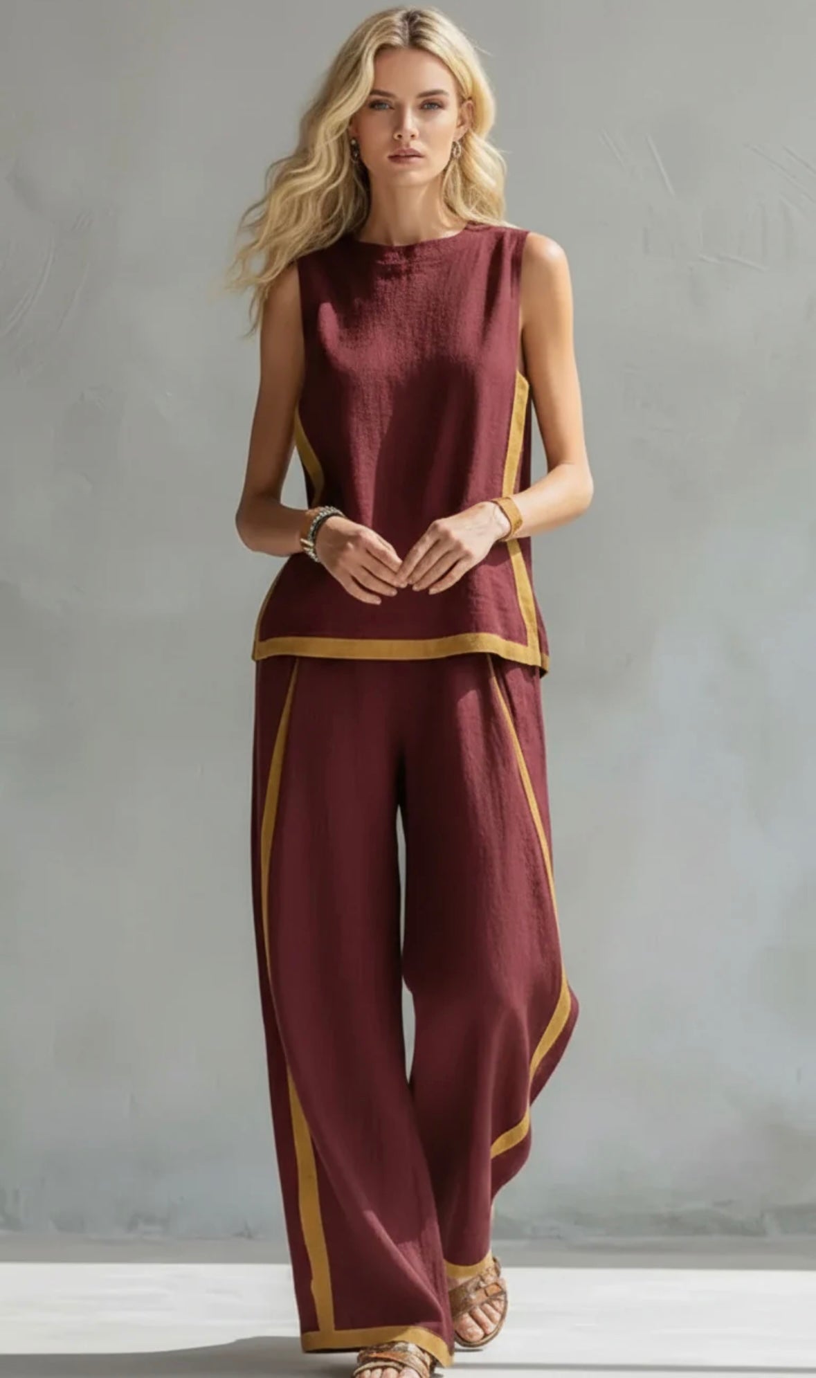 Women’s Sleeveless Top and Wide Leg Pants Set