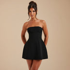 Women’s Strapless Corset Mini Dress with A-Line Skirt