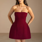 Women’s Strapless Corset Mini Dress with A-Line Skirt