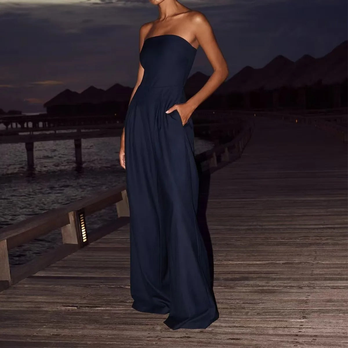 Women’s Strapless Wide-Leg Jumpsuit