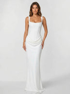 Womens Backless Bodycon Maxi Dress in Stretch Fabric