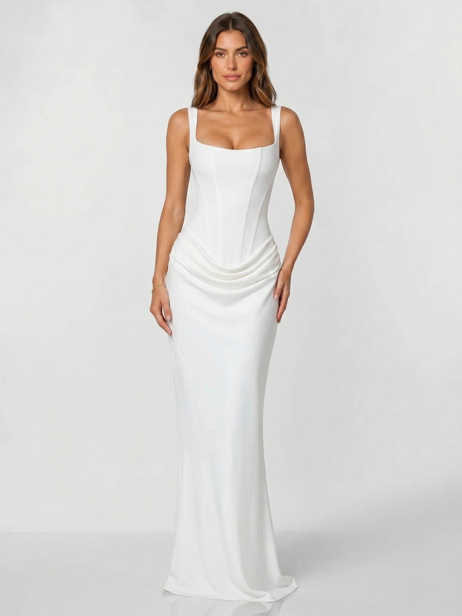 Womens Backless Bodycon Maxi Dress in Stretch Fabric