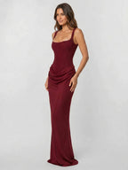 Womens Backless Bodycon Maxi Dress in Stretch Fabric