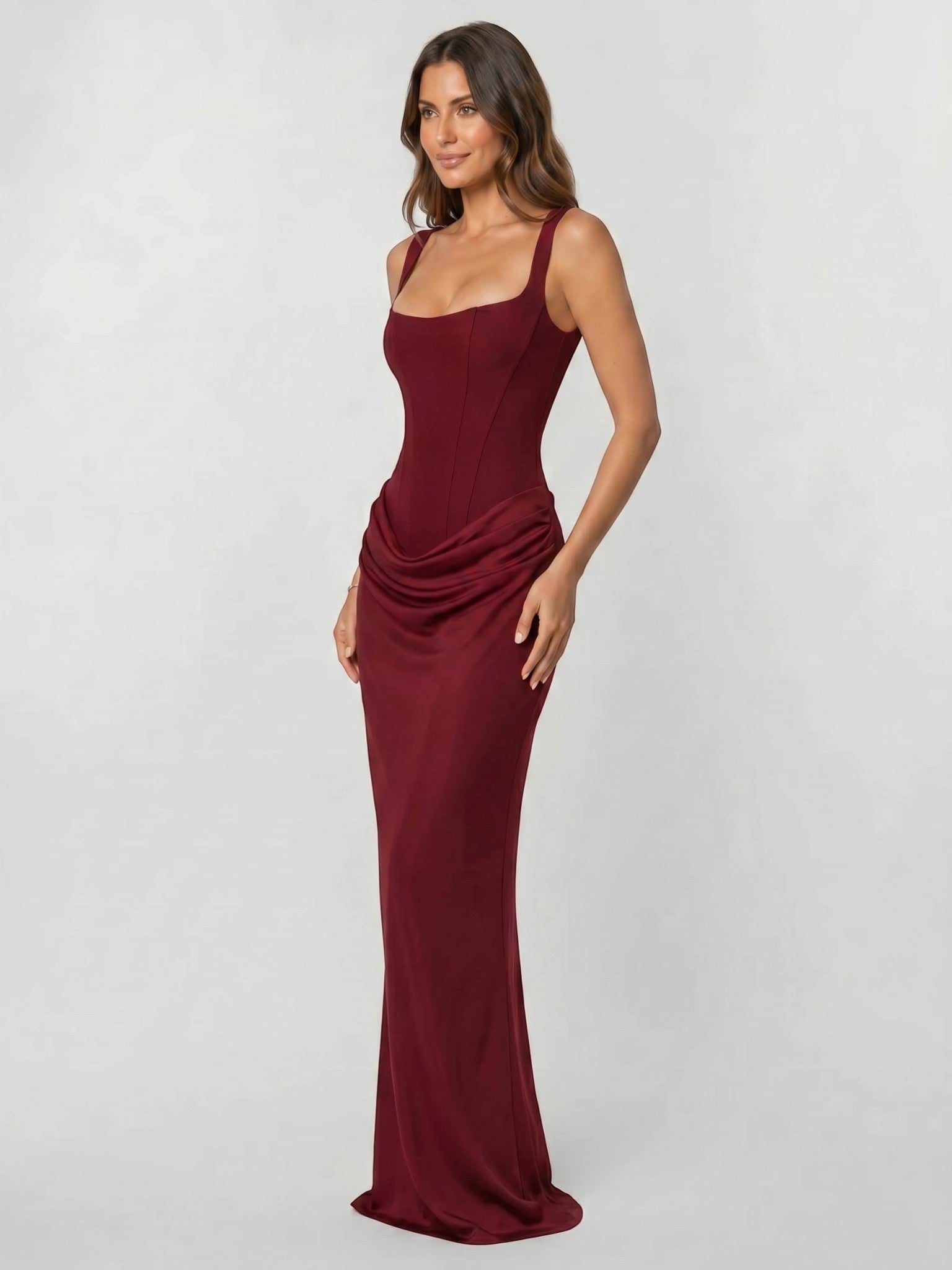 Womens Backless Bodycon Maxi Dress in Stretch Fabric