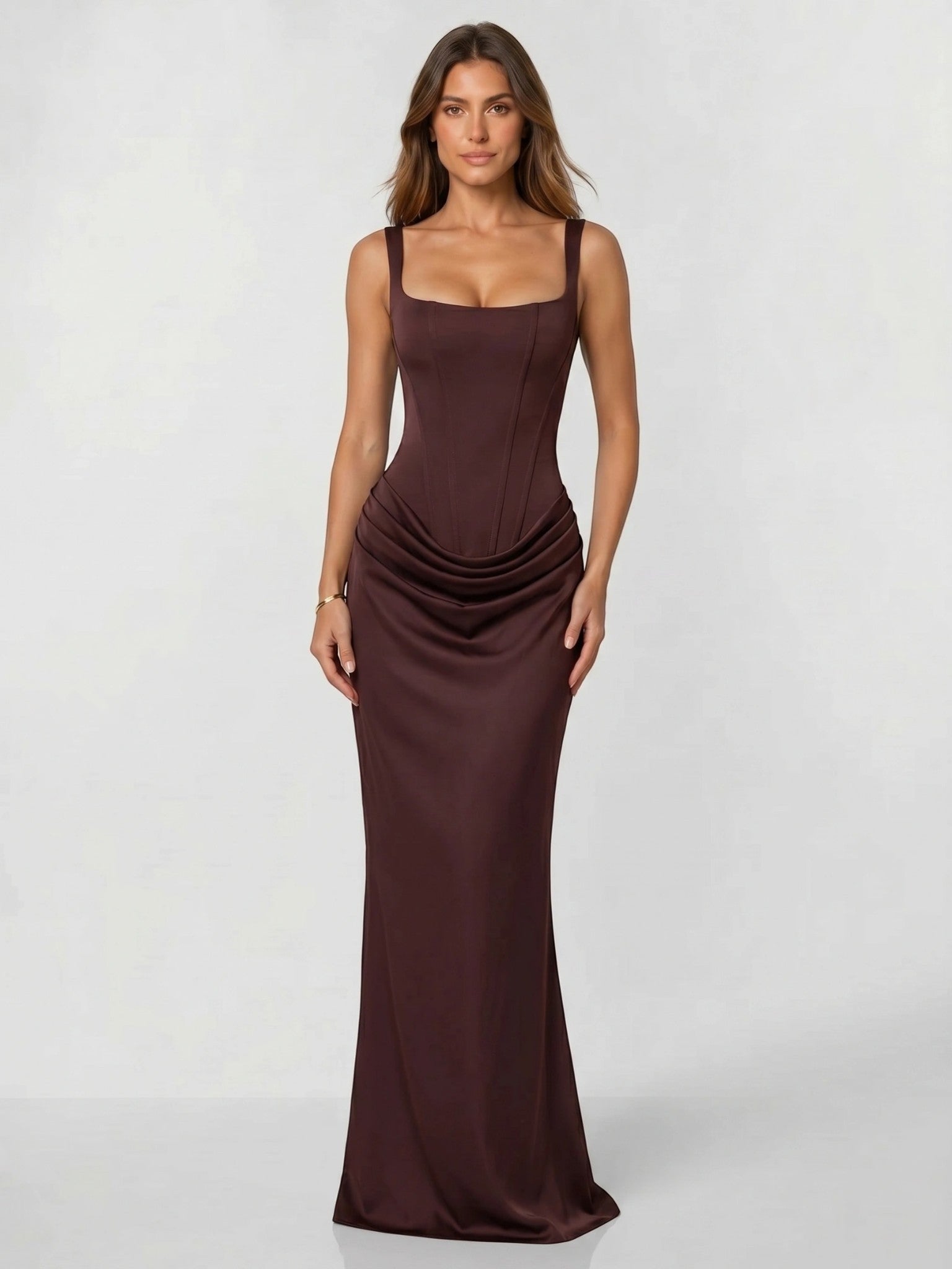 Womens Backless Bodycon Maxi Dress in Stretch Fabric