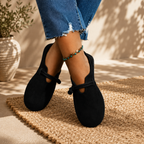 Women's Suede Slip-On Loafers with Bow Detail