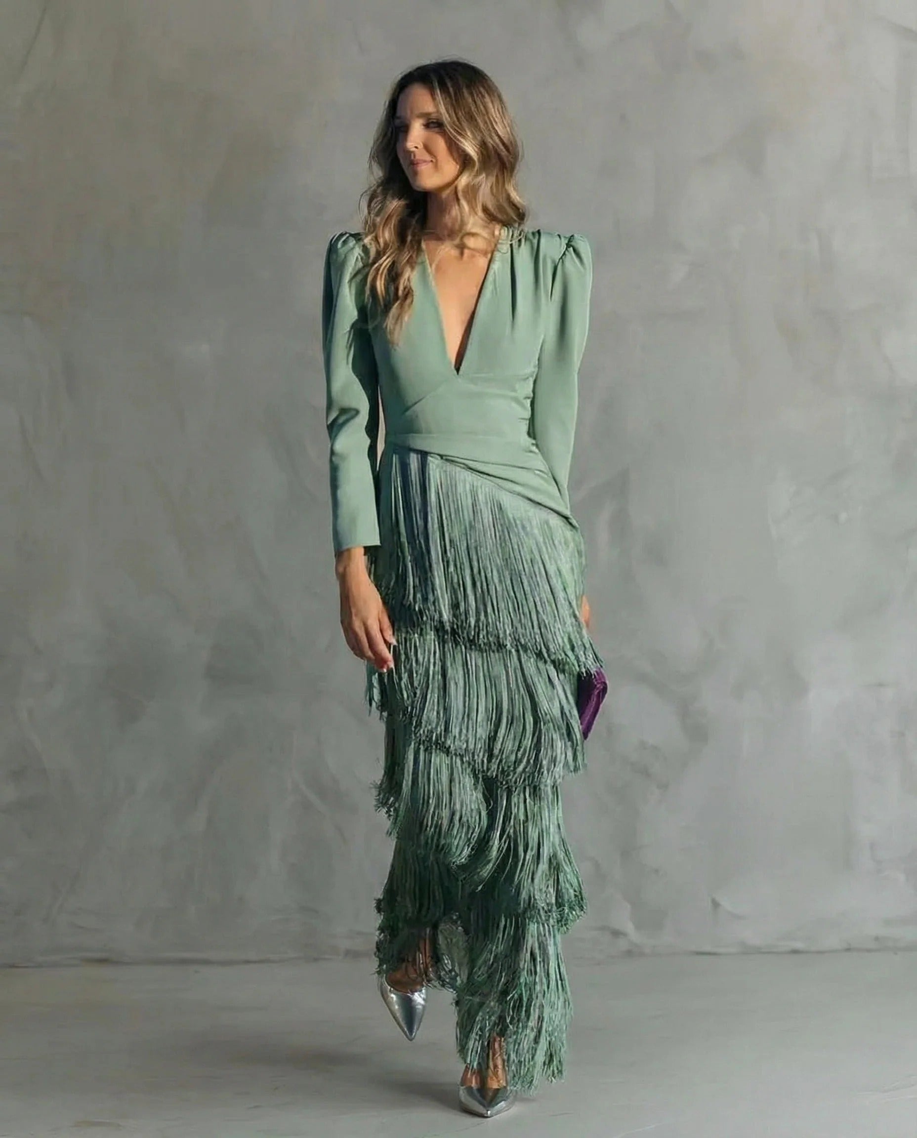 Women’s Textured Fringe Maxi Dress